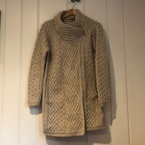 Aran mor 100% Marino wool sweater jacket